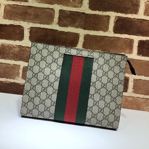 구찌 475316 GG 수프림 캔버스 삼선 웹 클러치백