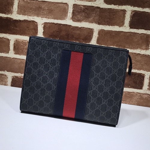 구찌 475316 GG 수프림 캔버스 삼선 웹 클러치백