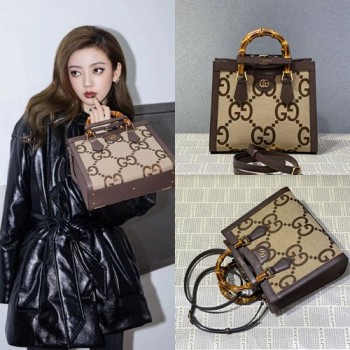 구찌 660195 점보 GG 다이애나 뱀부 점보 토트백