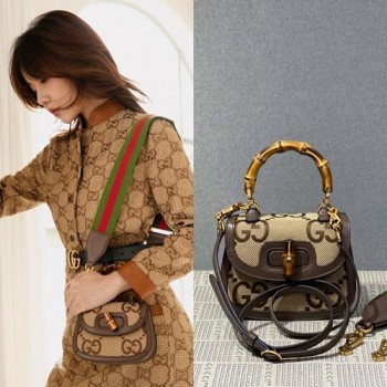 구찌 686864 점보 GG 뱀부 미니 탑 핸들백