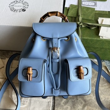 구찌 702101 레더 뱀부 백팩