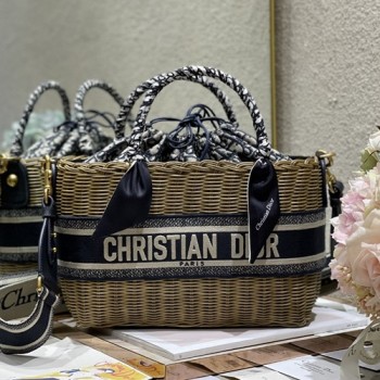 디올 D WICKER 오블리크 버킷백