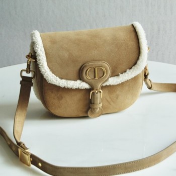 디올 바비백(스웨이드 양모 시어링) 22cm