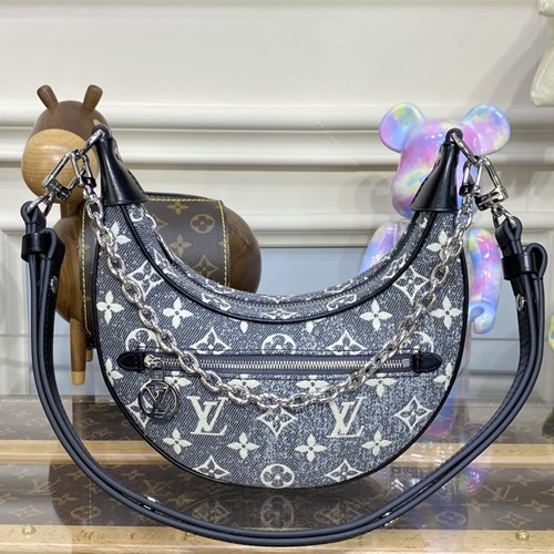 루이비통 모노그램 그레이 데님 루프 호보백