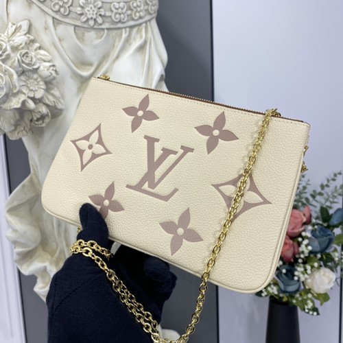 루이비통 바이컬러 모노그램 앙프레뜨 더블 짚 포쉐트 파우치