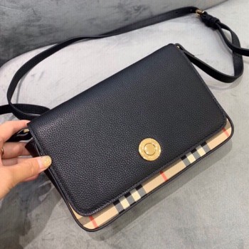 버버리 체크 래더 노트백