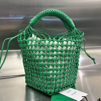 보테가 베네타 CAVALLINO 인트레치아토 레더 앤 캔버스 토트백