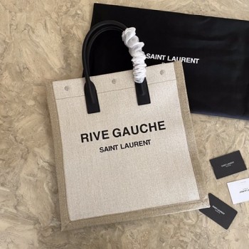 생로랑 RIVE GAUCHE 로고 린넨 리브 고쉬 토트백