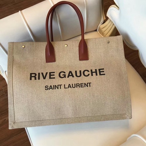 생로랑 RIVE GAUCHE 로고 린넨 리브 고쉬 토트백