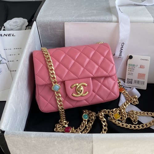 샤넬 AS2379 램스킨 퀼팅 플랩백