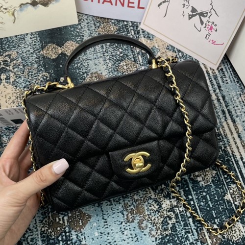 샤넬 AS2431 뉴미니 캐비어 탑핸들 플랩백