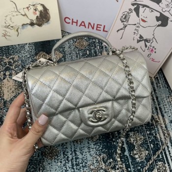 샤넬 AS2431 뉴미니 캐비어 탑핸들 플랩백