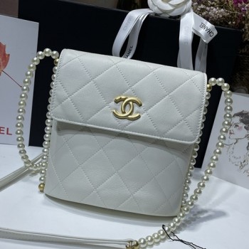 샤넬 AS2503 카프스킨 퀼팅 CC 로고 진주 체인 플랩 호보백