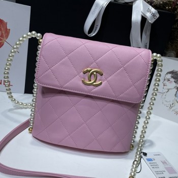 샤넬 AS2503 카프스킨 퀼팅 CC 로고 진주 체인 플랩 호보백