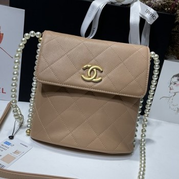샤넬 AS2503 카프스킨 퀼팅 CC 로고 진주 체인 플랩 호보백