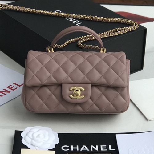 샤넬 뉴미니 탑핸들 플랩백(램스킨)