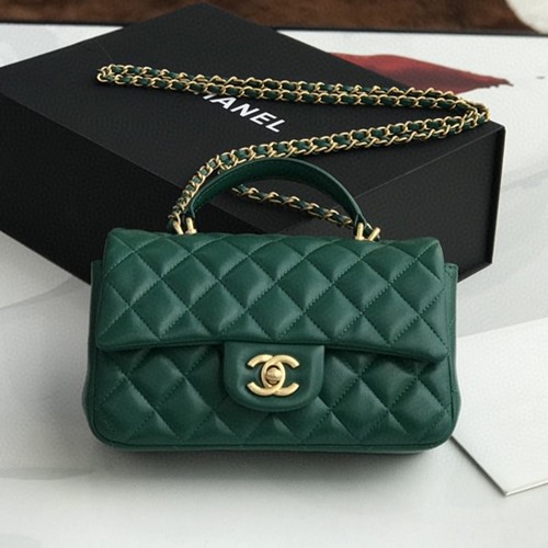 샤넬 뉴미니 탑핸들 플랩백(램스킨)