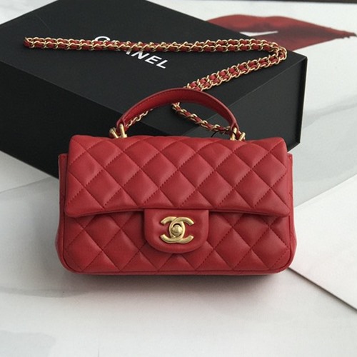 샤넬 뉴미니 탑핸들 플랩백(램스킨)