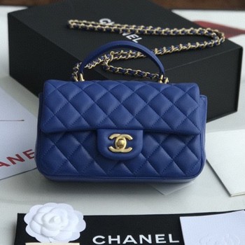 샤넬 뉴미니 탑핸들 플랩백(램스킨)