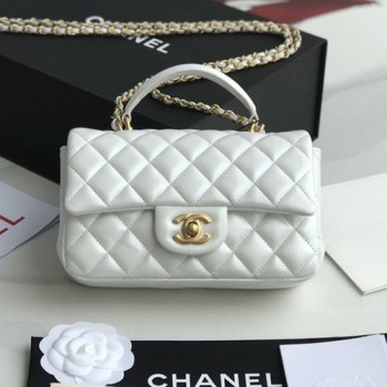 샤넬 뉴미니 탑핸들 플랩백(램스킨)