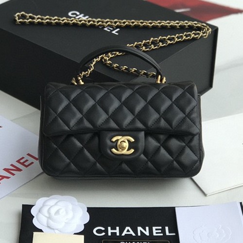 샤넬 뉴미니 탑핸들 플랩백(램스킨)