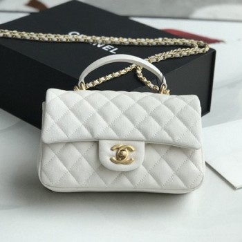 샤넬 뉴미니 탑핸들 플랩백(캐비어)