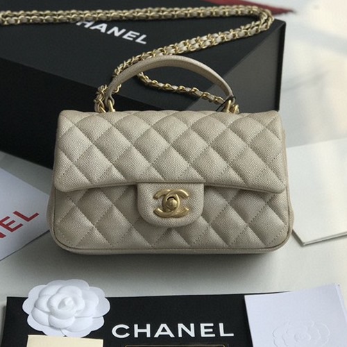 샤넬 뉴미니 탑핸들 플랩백(캐비어)