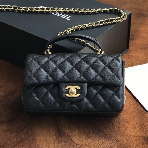 샤넬 뉴미니 탑핸들 플랩백(캐비어)