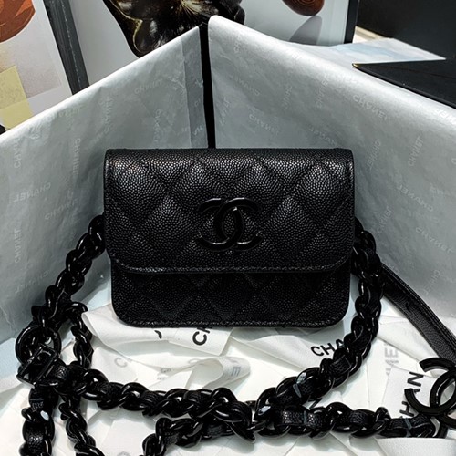 샤넬 벨트 플랩 카드 홀더 체인 벨트백