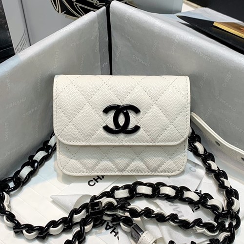 샤넬 벨트 플랩 카드 홀더 체인 벨트백