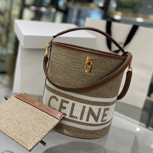 셀린느 스트라이프 텍스타일 16 버킷백