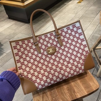 셀린느 트리오페 자수 덱스타일 호리젠탈 카바스 토트백