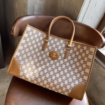 셀린느 트리오페 자수 덱스타일 호리젠탈 카바스 토트백