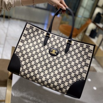 셀린느 트리오페 자수 덱스타일 호리젠탈 카바스 토트백