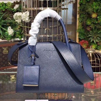 프라다 1BA156 모노크롬 사피아노 가죽 토트백