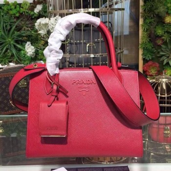 프라다 1BA156 모노크롬 사피아노 가죽 토트백