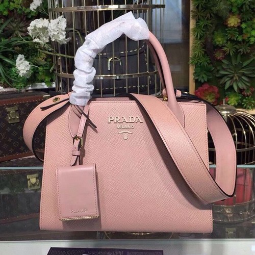 프라다 1BA156 모노크롬 사피아노 가죽 토트백