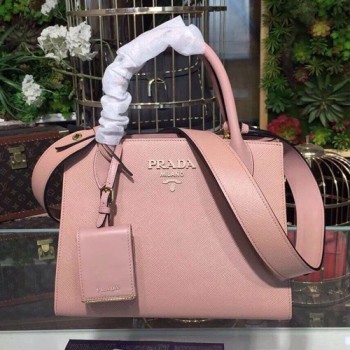 프라다 1BA156 모노크롬 사피아노 가죽 토트백