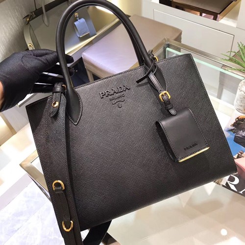 프라다 모노크롬 사피아노 토드백