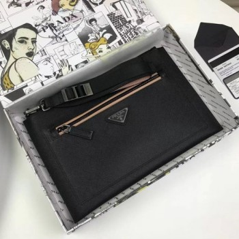 프라다 사피아노 삼각로고 스트랩 클러치백