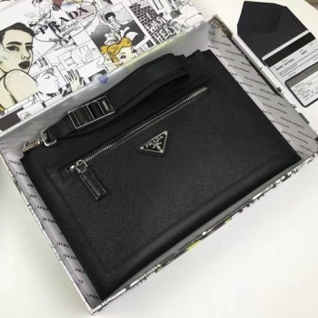 프라다 사피아노 삼각로고 스트랩 클러치백