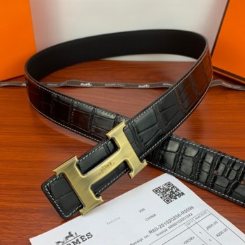 에르메스 H로고 벨트(악어패턴)