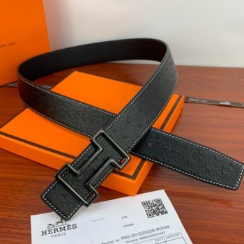 에르메스 H로고 벨트(타조패턴)