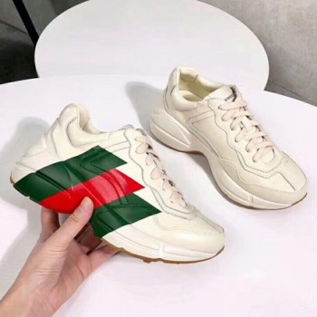 구찌 라이톤 웹 프린트 래더 남.여 스니커즈