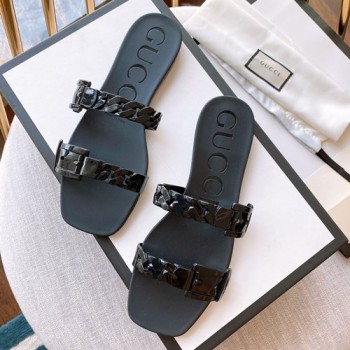 구찌 트위스트 버클 러버 슬라이드 젤리슈즈