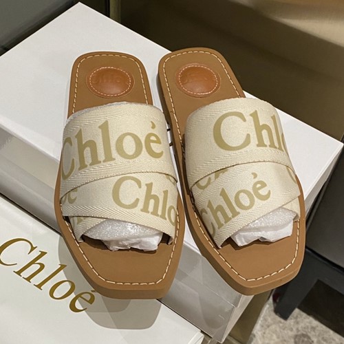 끌로에 우디 캔바스 슬라이드 슬리퍼,샌들