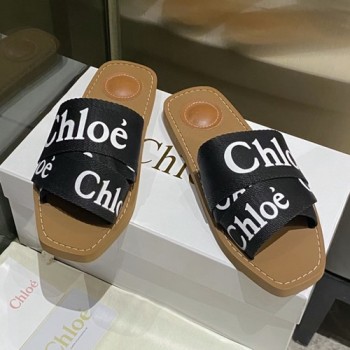 끌로에 우디 캔바스 슬라이드 슬리퍼,샌들