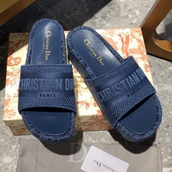 디올 디 웨이 오블리크 엠브로이더 코튼 슬라이드,슬리퍼