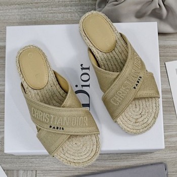 디올 오블리크 자수 코튼 뮬 샌들