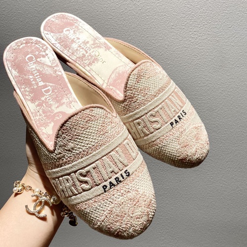 디올 오블리크 자수 콘튼 뮬